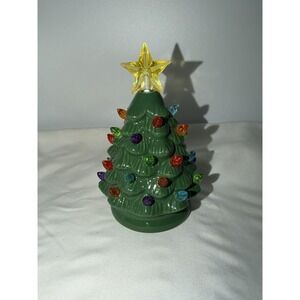 5" Vintage Style Ceramic Light Up Christmas Tree Ornament Works! READ